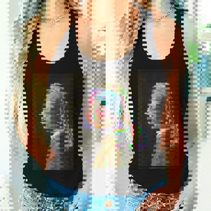真珠の耳飾りの少女ヨハネスフェルメールグリッチ絵画 Girl With A Pearl Earringermeer レディースタンクトップ 彼女への贈り物