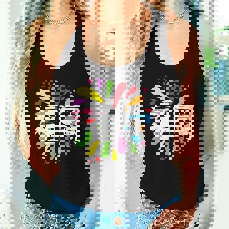 福岡 漢字 お土産 カラフル 祭り 花火風 レディースタンクトップ 彼女への贈り物