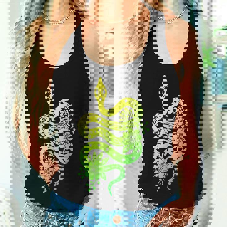 蛇 蛇 花 動物園 日帰り旅行 男性 女性 キッズ レディースタンクトップ 彼女への贈り物