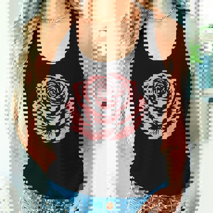 赤 バラ 花 バラの頭 庭 夏 Rose Red Flower Roses レディースタンクトップ 彼女への贈り物