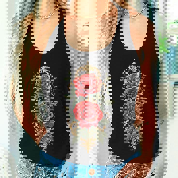 赤いバラ 花 ボタニスト 庭の花 赤いバラ レディースタンクトップ 彼女への贈り物