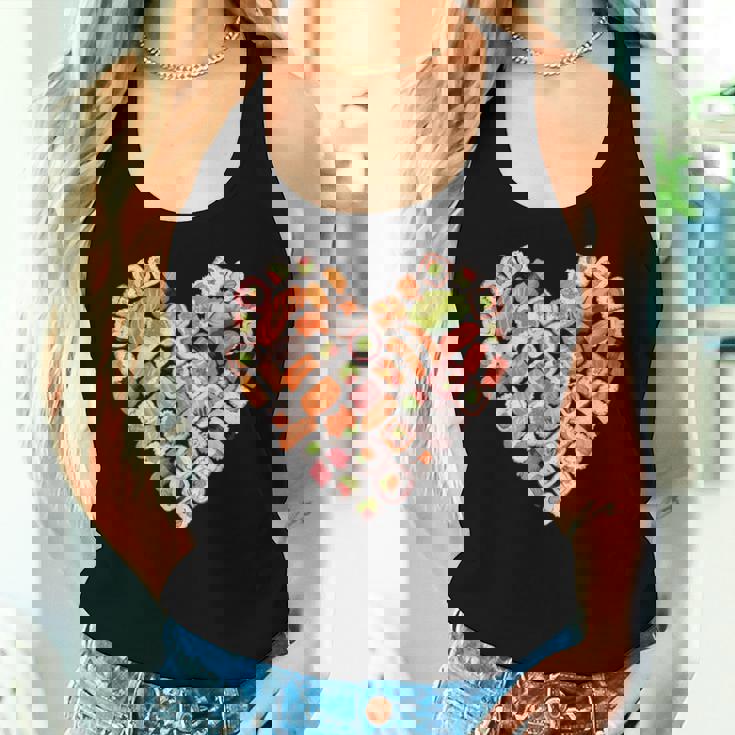 面白い寿司デザイン 子供 男性 女性 I ハート 寿司 食通 レディースタンクトップ 彼女への贈り物