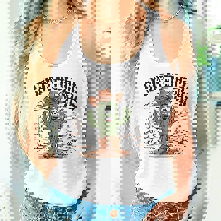 Can't Touch This Cactus Cowboy ウエスタンカートゥーン ユーモア レディースタンクトップ 彼女への贈り物