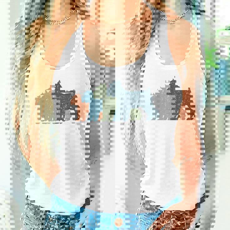 Dog Mom & Dad シルエット ヴィンテージ シュナウザー レディースタンクトップ 彼女への贈り物