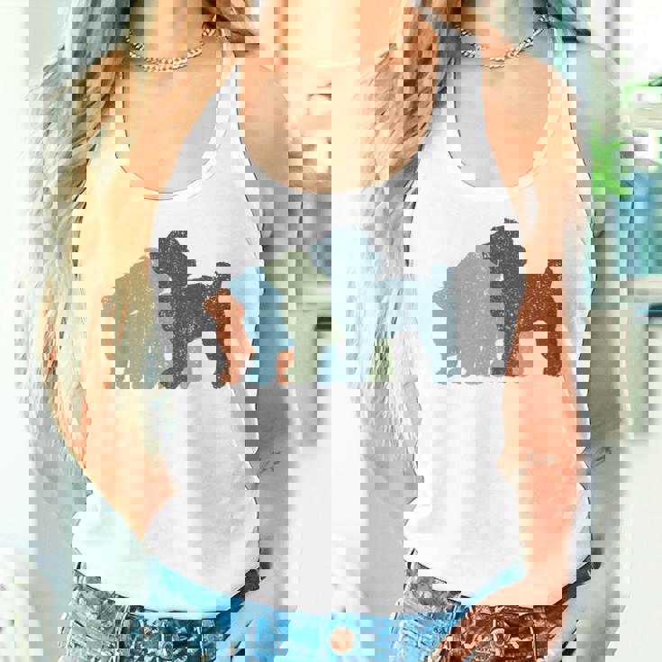 Dog Mom & Dad シルエット ヴィンテージトイプードル レディースタンクトップ 彼女への贈り物