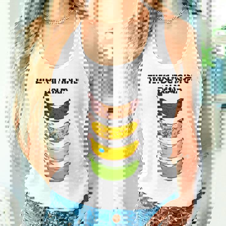 The Evolution Of Banana Novelty Graphic & Cool s レディースタンクトップ 彼女への贈り物
