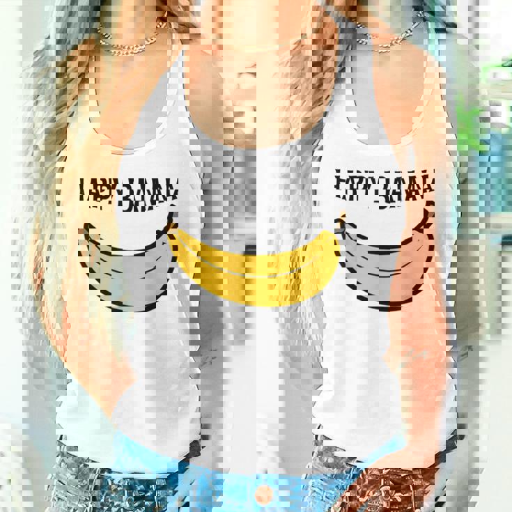 Happy Banana ファニーバナナラブ フルーツバナナ スマイリーフェイス レディースタンクトップ 彼女への贈り物