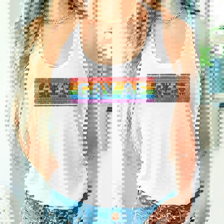 Lgbtq Gay Af Pride Lgbt Ally Rainbow Flag Retrointage レディースタンクトップ 彼女への贈り物