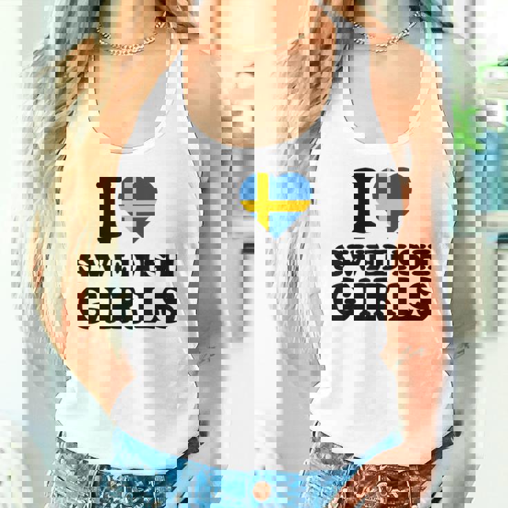 I Lovewedish Girls レディースタンクトップ 彼女への贈り物