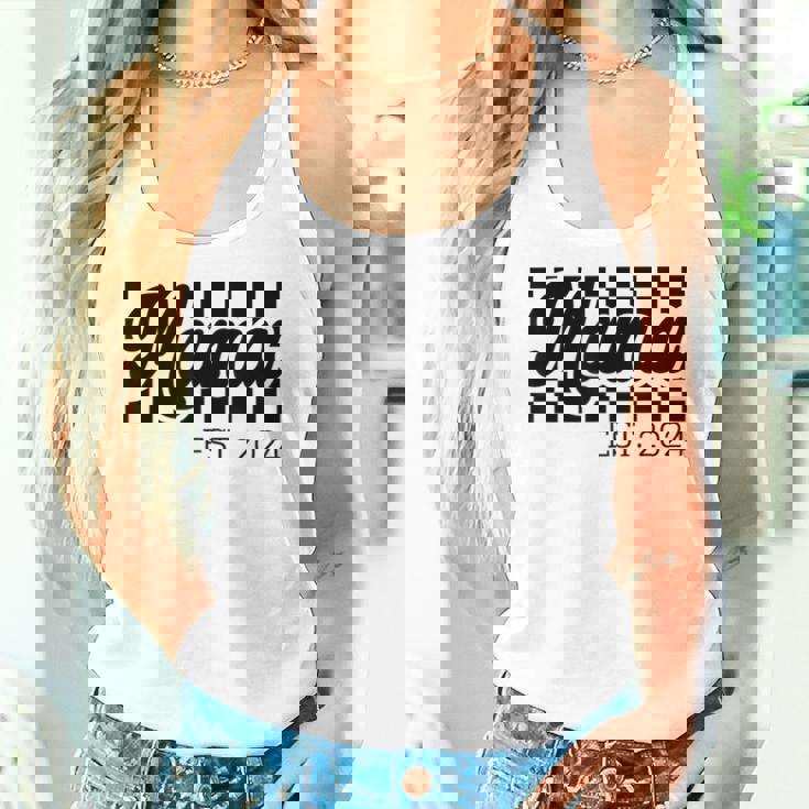 For New Mom Retro Checkered Mama Est 2024 Women Tank Top Gifts for Her