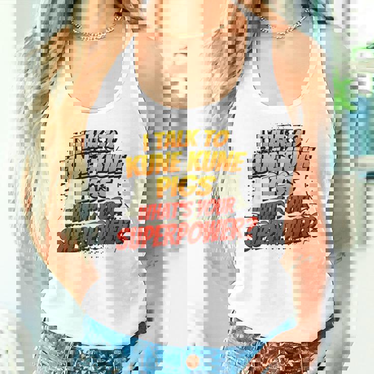 Pig Dad Mom Talkuperpower Kune Kune レディースタンクトップ 彼女への贈り物