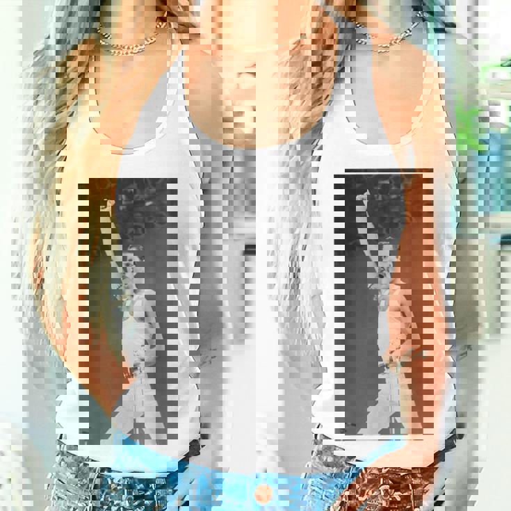 Queen Live Aid フレディ・マーキュリー・ウェンブリー・スタジアム 1985 レディースタンクトップ 彼女への贈り物