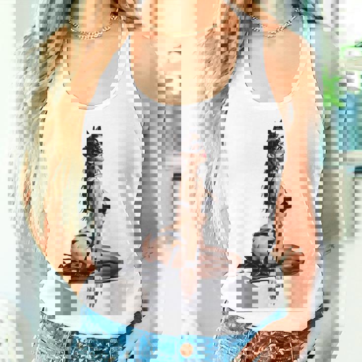 Sexy Girl グラフィックtシャツ セクシー「バッドキティ」ピンナップガール カットアウト。 レディースタンクトップ 彼女への贈り物