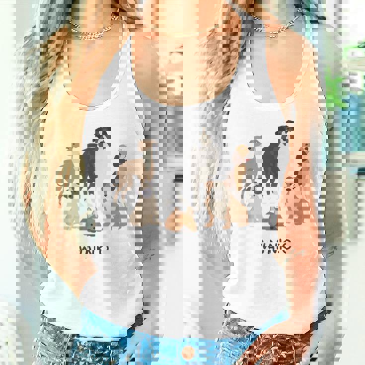 いぬ わんこ 大集合 イラスト おしゃれ シンプル かわいい 手書き 犬飼い 犬好き 女性 男性 犬柄 レディースタンクトップ 彼女への贈り物