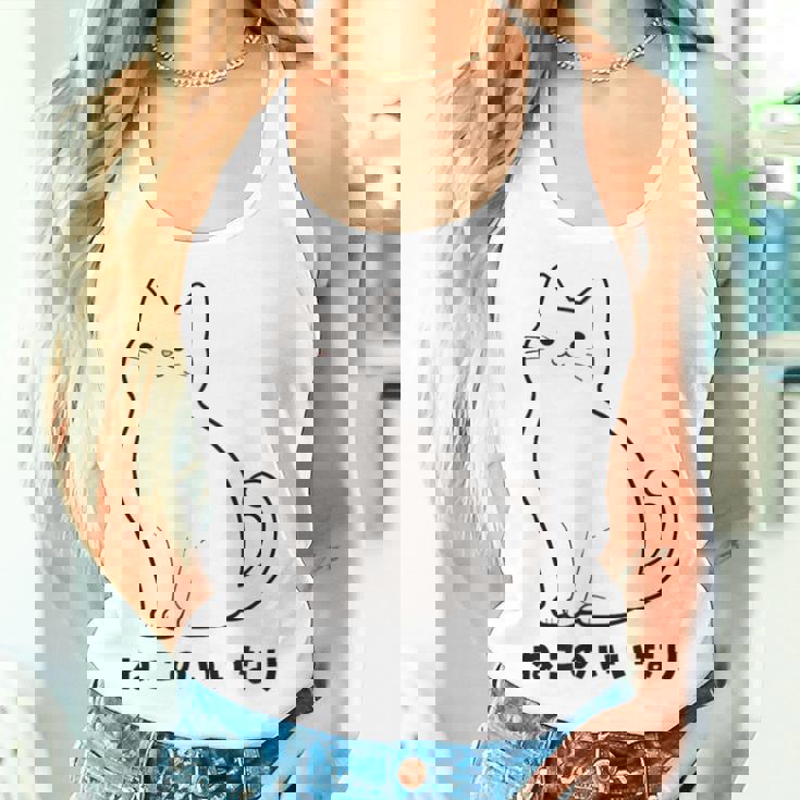 ねこのいいなり 猫 ネコ 白猫 イラスト おもしろ おしゃれ シンプル かわいい 猫飼い 猫好き 男性 女性 レディースタンクトップ 彼女への贈り物