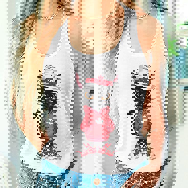 カナダデー 面白い クール 黒猫 カナダ国旗 キッズ 女の子 男の子 レディースタンクトップ 彼女への贈り物