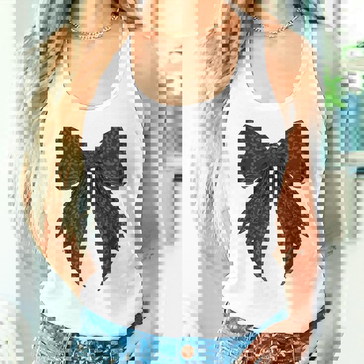 コケット リボン ブラック グレー チーター ヒョウ柄 女の子 ママ レディースタンクトップ 彼女への贈り物