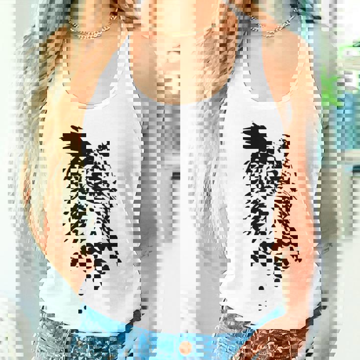 フクロウ -ブラックホワイト-クールな女性男性子供動物 Owl レディースタンクトップ 彼女への贈り物