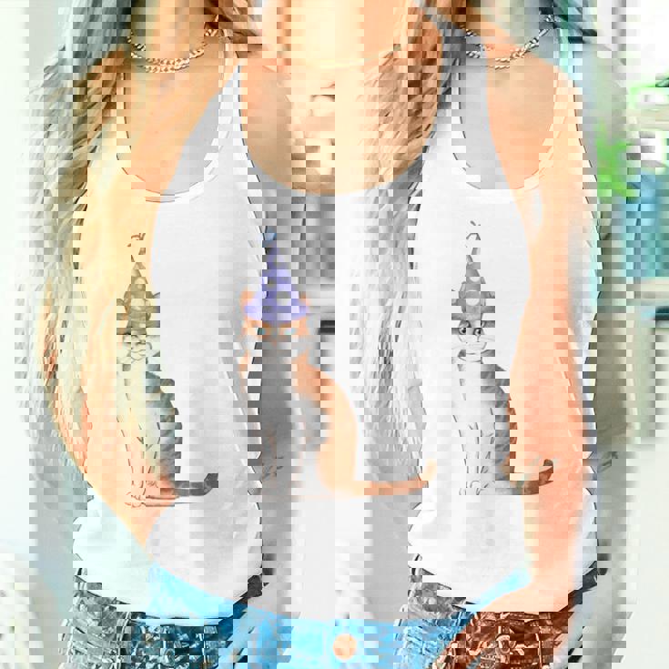 古希祝い 猫好き 男性 女性 古希 お祝い 70歳 かわいい ねこ おしゃれ 猫 紫色 レディースタンクトップ 彼女への贈り物