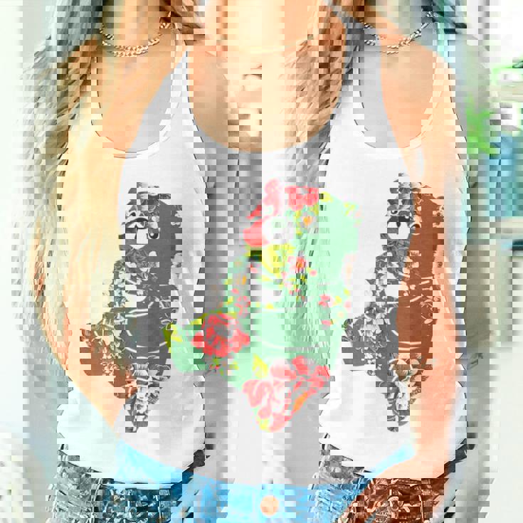 台湾花布柄 くまちゃん 熊 緑 みどり グリーン 客家花布 台湾花布 台湾雑貨 台湾 台湾風 かわいい お洒落 レディースタンクトップ 彼女への贈り物