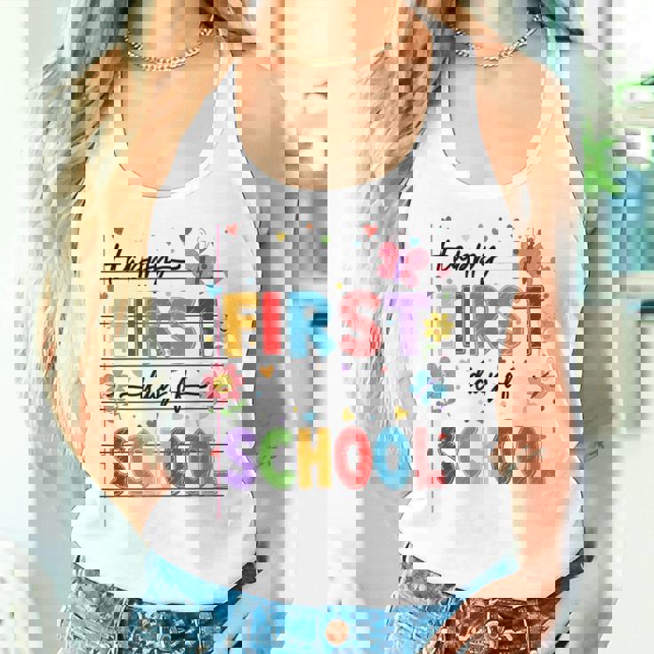 新学期 ハッピー 初日 学校 男の子 女の子 先生 レディースタンクトップ 彼女への贈り物