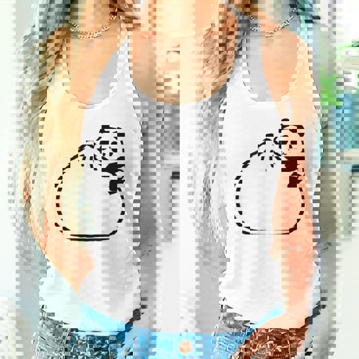 肉まんに抱きつくパンダ かわいい チャイナ 白黒 Panda Meat Bun レディースタンクトップ 彼女への贈り物