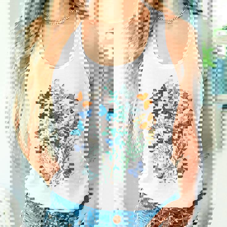 花 蝶々 かわいい フラワー 蝶 アート メンズ レディース 服 母 女性用 おしゃれ レディースタンクトップ 彼女への贈り物