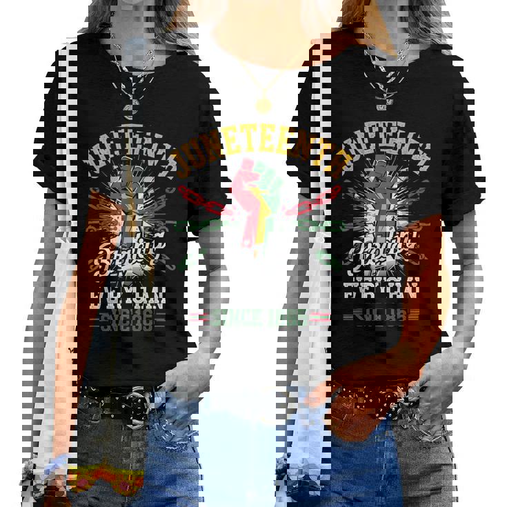 1865年以来、すべてのチェーンを破る 女性 男性 Junenth Freedom レディースTシャツ