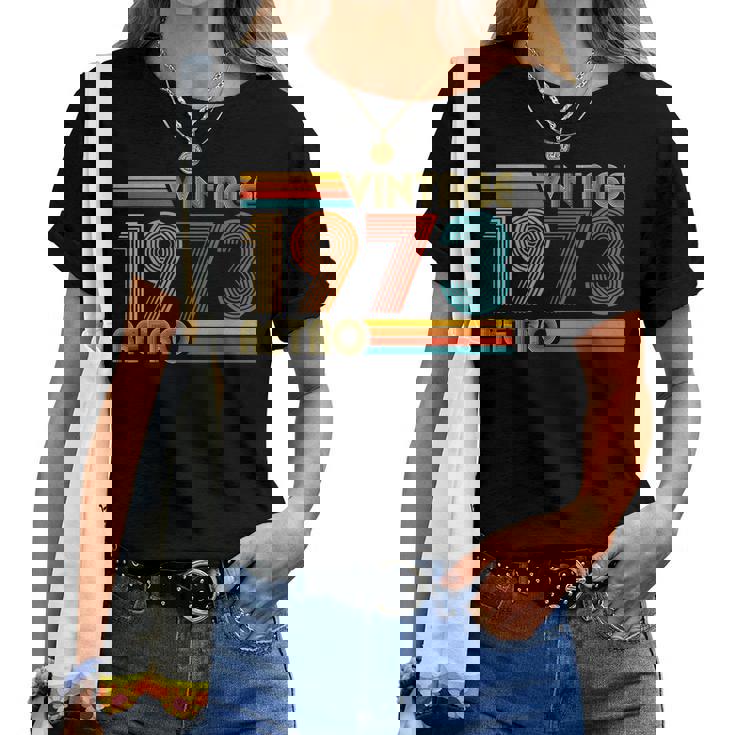 52歳の誕生日プレゼント 52歳 男性 女性 レトロ ヴィンテージ 1973 レディースTシャツ