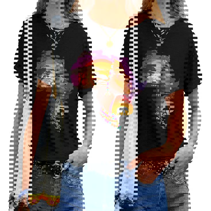 African American Boyunflower Melanin History Month レディースTシャツ