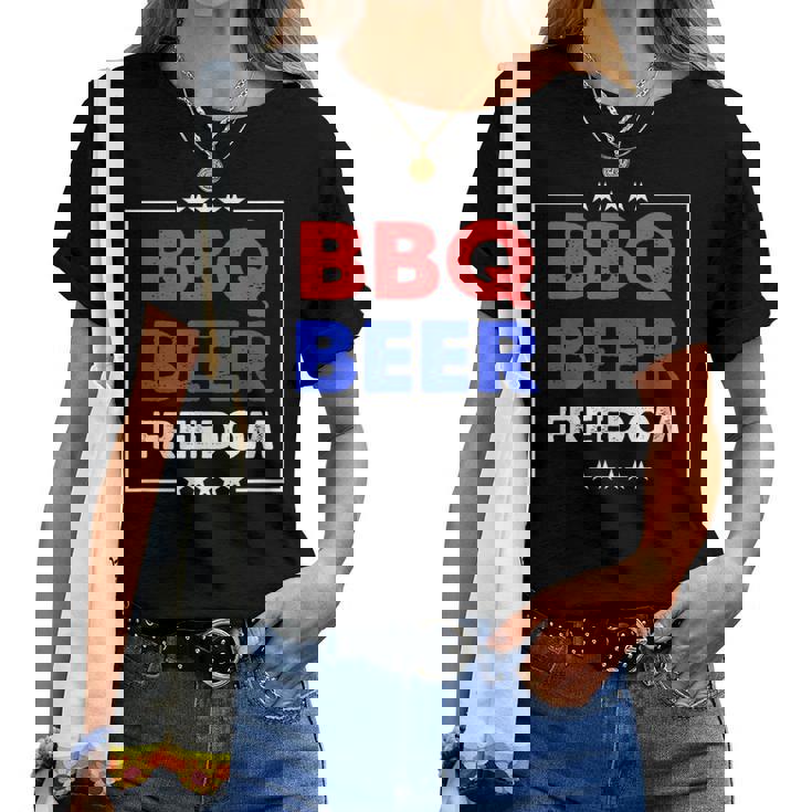 Bbq Beer Freedom シャツ レディースTシャツ