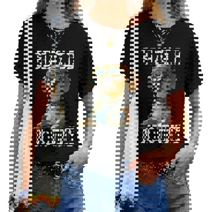 Beagle Mommyビーグル ママ フンデ ママについてつぶやく イングリッシュ・ビーグル ママ レディースTシャツ