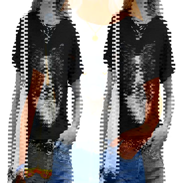 Border Collie Dog Motif Mandala Border Collie Camiseta de mujer