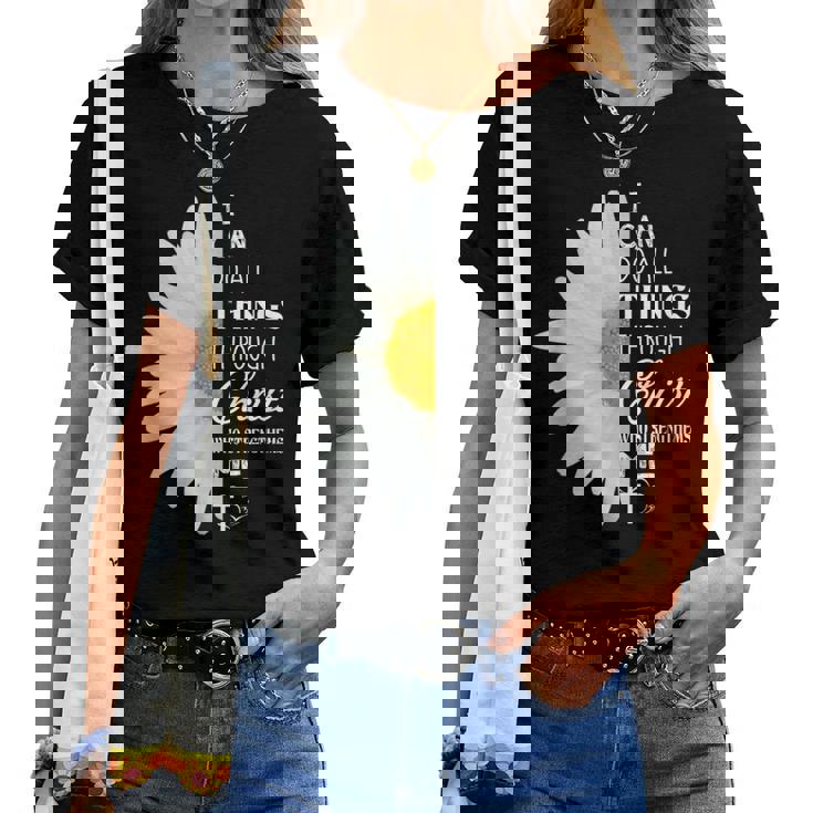 Christian Inspirational Christ Whotrengthens Me レディースTシャツ