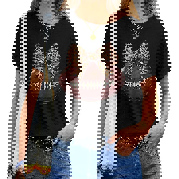 Cute Football Coquette Bow Cute Football Mom Women T-shirt