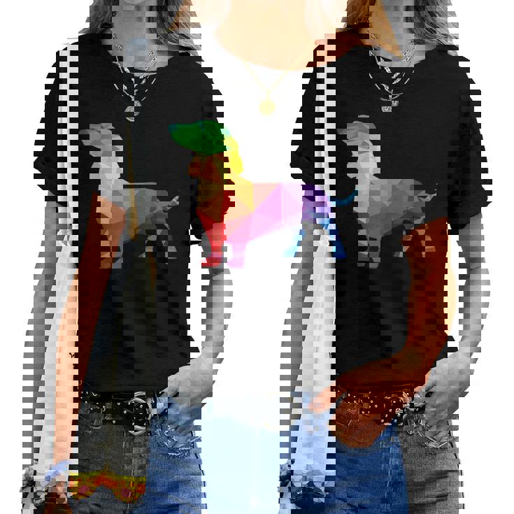 Dachshund Gay Pride Lgbt Lgbtq Rainbow Flag Dog Lovers レディースTシャツ