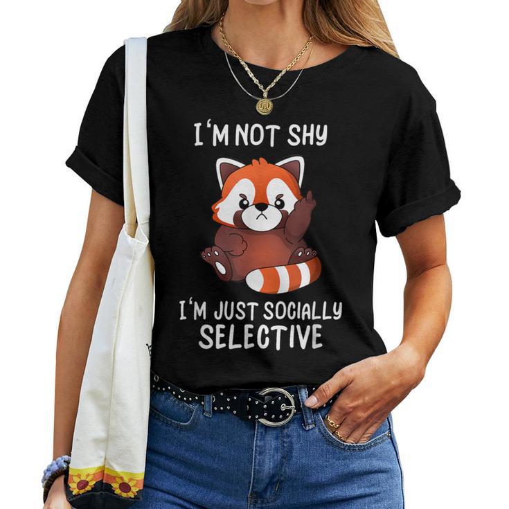 Déclaration D'humour Antisocialocialementélectif Mignon Panda Rouge T-shirt femme