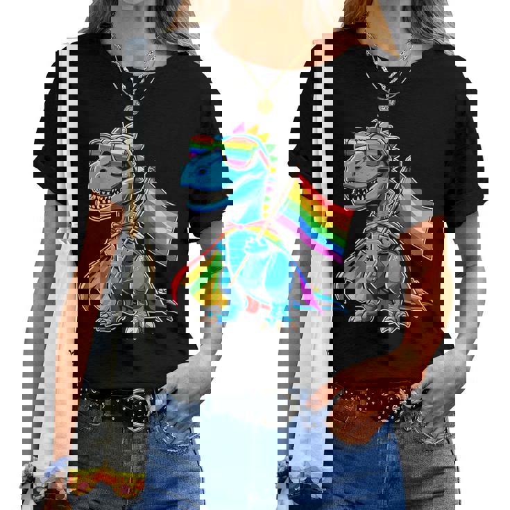 Dinosaur Gay Pride Lgbt Rainbow Flag Women T-shirt