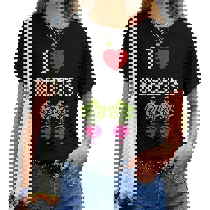 Food Humor Beetrootimpleegetable I Love Beets レディースTシャツ