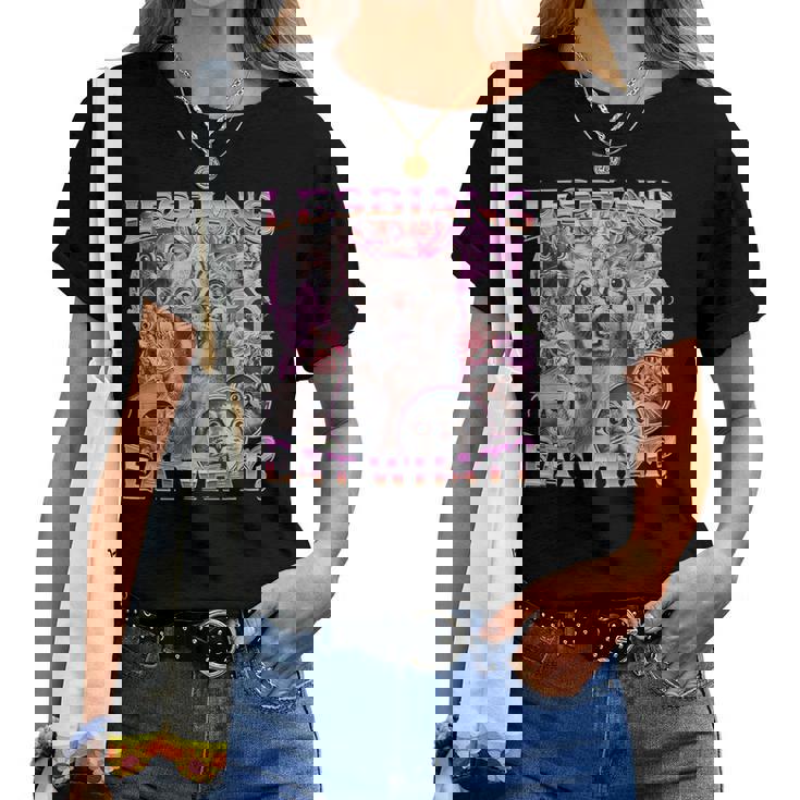 Gay Pride Lesbians Eat What Wlw Queer Lgbtq Cat Saying Women Women T-shirt