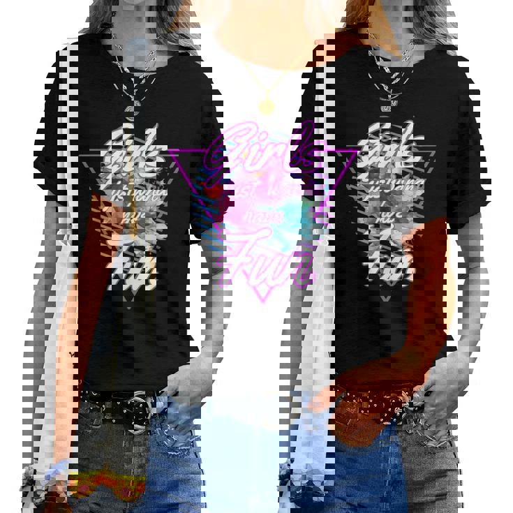 Girls Just Wanna Have Fun 1980S Eighties Costume Party レディースTシャツ