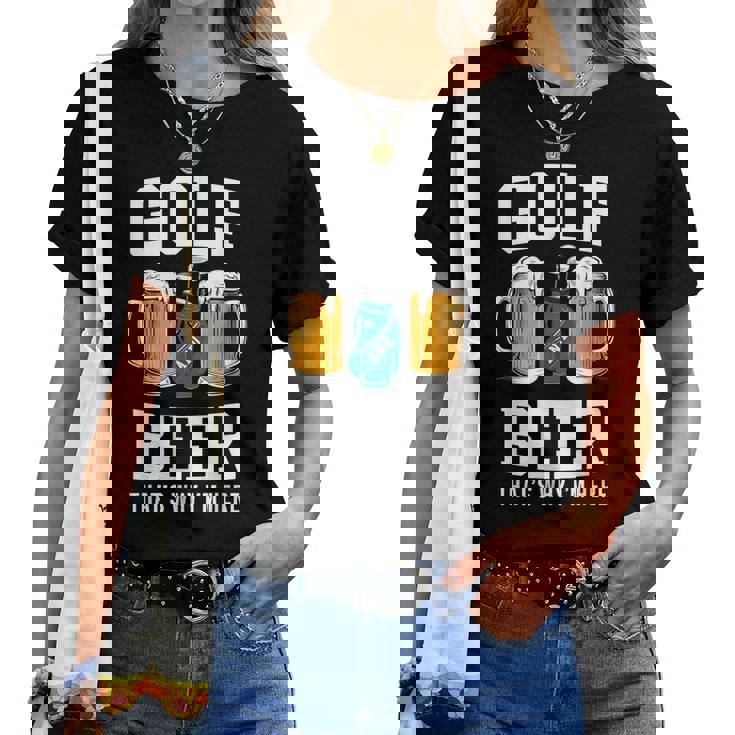 Golf And Beer That's Why I'm Here ゴルフ ビールを飲む人 レディースTシャツ