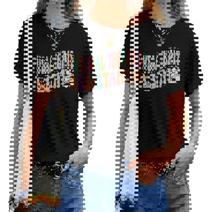 Groovy 理学療法士アシスタント デイジーフラワー レトロ Pta レディースTシャツ