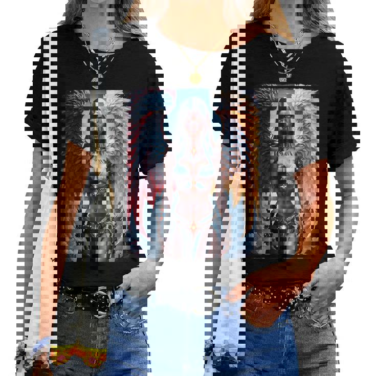 Hot Girl On 男性用 ハーフエンジェル&ハーフデーモンガール レディースTシャツ