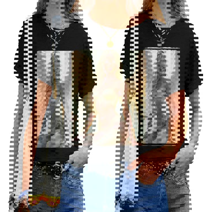 Hot Girl On 男性用 セクシーな天使の座り グランジ レディースTシャツ