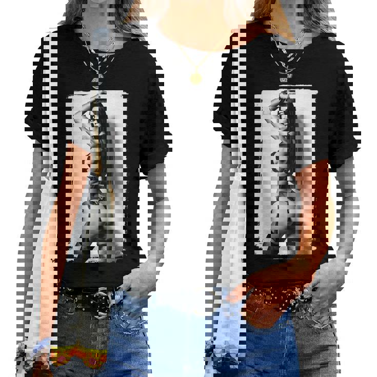 Hot Girl On 男性用 セクシー ブーティー ビキニ モデル 2 Bw レディースTシャツ