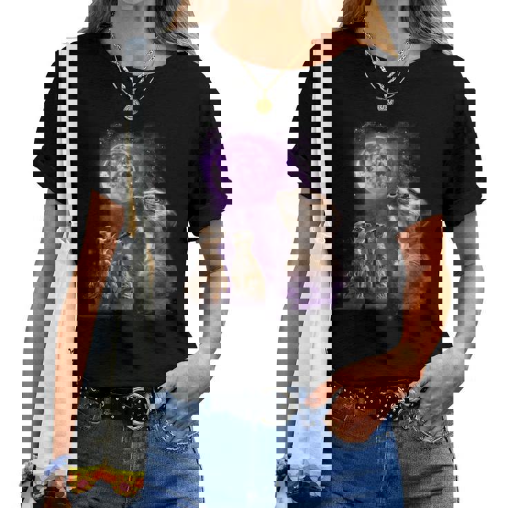 Howling At The Moon シャツ 面白いミーアキャットシャツ ミーアキャット レディースTシャツ