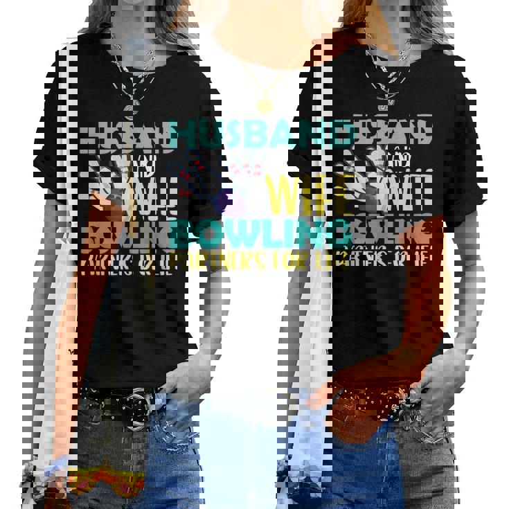 Husband And Wife Bowling Partners For Life おもしろボーリング レディースTシャツ