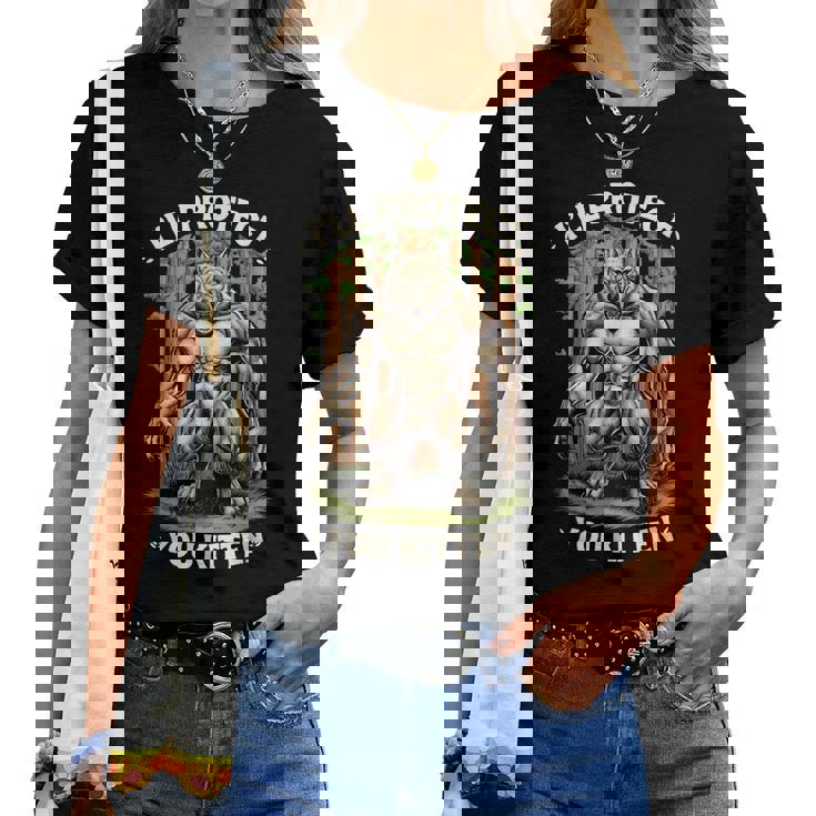 I'll Protect You Kitten Wolf Meme Joke 皮肉な女性 男性 レディースTシャツ