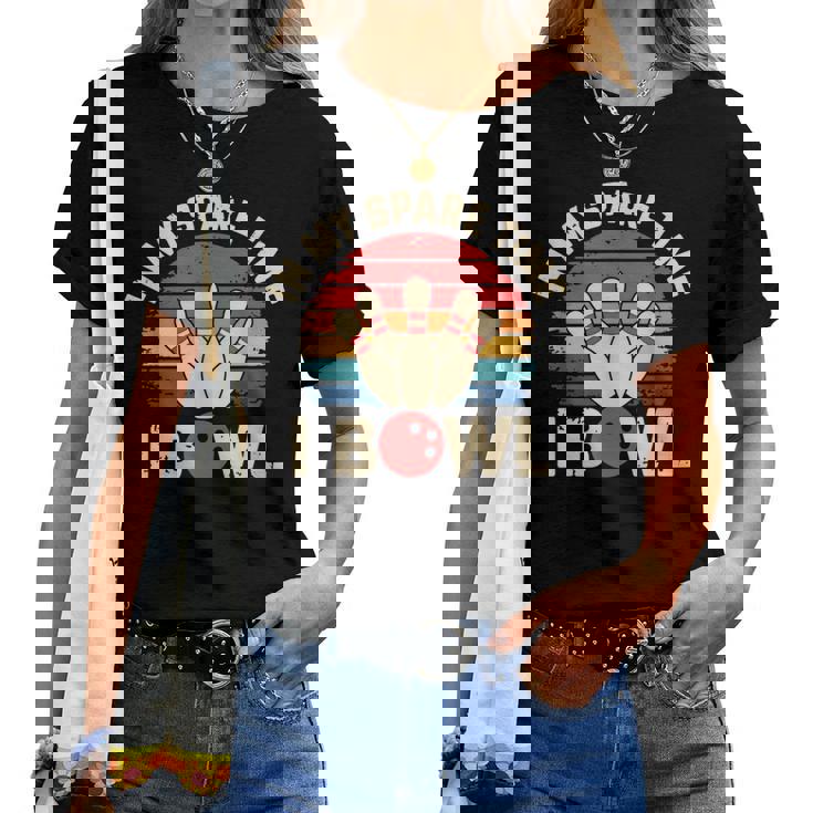 In Mypare Time I Bowl レトロ ボウリング ボウラー レディースTシャツ